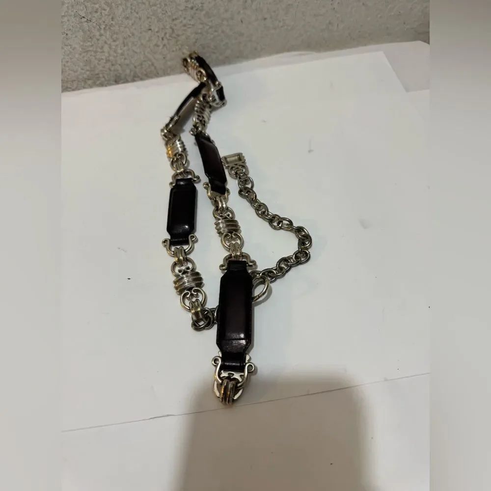 Fossil Chain and black  Leather Belt Medium